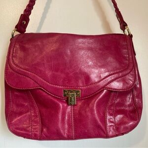 B. Makowsky Fuchsia Leather Shoulder Bag